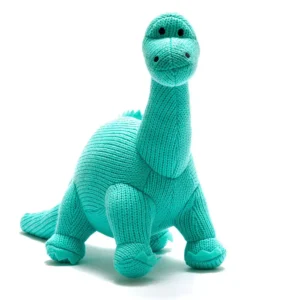 Knitted Diplodocus Soft Toy Dinosaur Teddy - Ice Blue