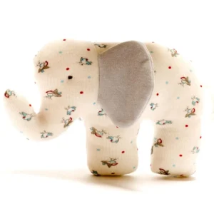 Small Elephant Baby Toy / Lovey - Organic Cotton Birds & Dot