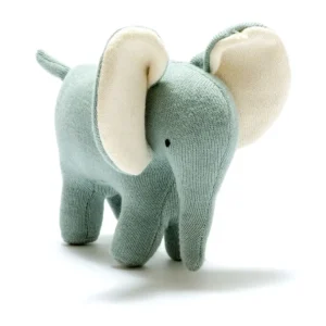 Ellis the Elephant Plush Toy Knitted Organic Cotton in Teal