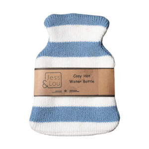 Cornflower & White Stripe Mini Hot Water Bottle
