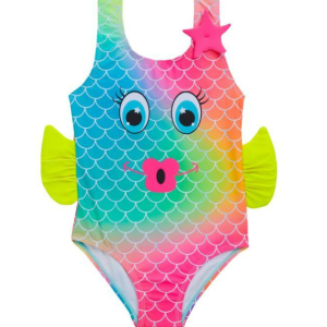 Girls Red Melon Infants Fish Swimsuit.