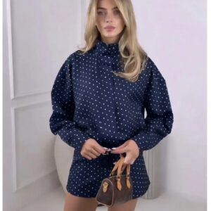 Polka dot blouse and shorts set