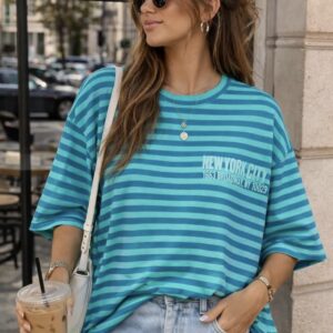 Oversized striped “New York City” T-shirt – trendy urban style